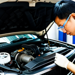 **

"A skilled Vietnamese mechanic in a clean, well-lit auto repair shop, wearing appropriate work clothes and safety glasses, carefully inspecting an engine part.  Tools are neatly organized in the background.  Focus on precision and attention to detail. Safe for work, professional, appropriate content, fully clothed, modest, perfect anatomy, correct proportions, natural pose, high resolution."

**